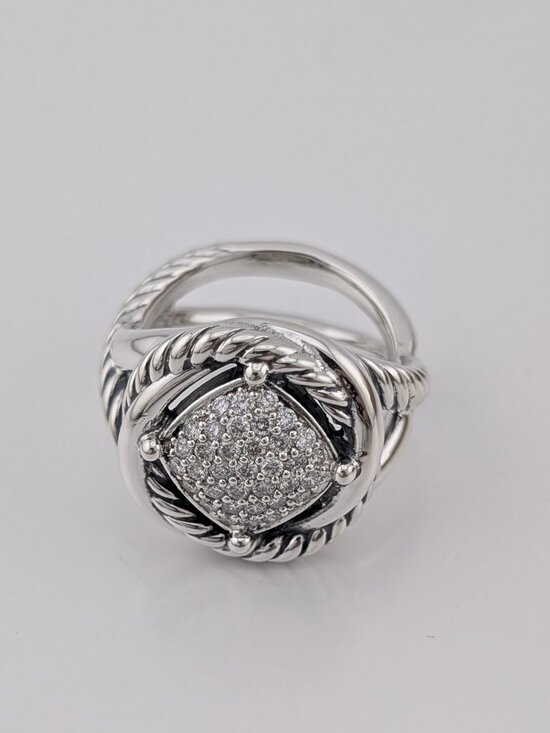 David Yurman Jewelry - David Yurman Sterling Silver 11mm Infinity Pave Diamond Ring